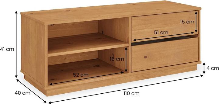 Produktbild IDIMEX Lowboard MAITE mit 2 Schubladen – Eichefarben (110 x 40 x 42 cm)