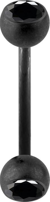 Produktbild Star Piercing Micro Banane schwarz matt mit zwei Kristallkugeln schwarz (ohne Messing, Chirurgenstahl 316L)