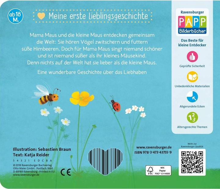 Produktbild Ravensburger Meine erste Lieblingsgeschichte: Ich hab dich lieb, kleine Maus (Deutsch, Katja Reider, Sebastien Braun, 2018)
