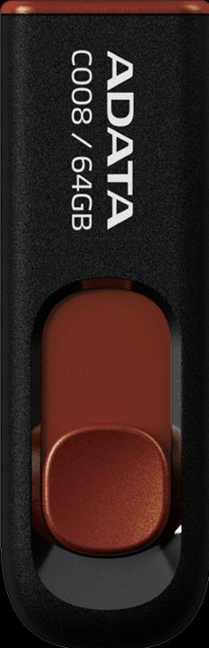 Image du produit Adata Clé USB 2.0 C008 noire/rouge 64 Go (64 Go, USB-A, USB 2.0)