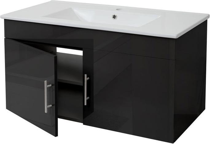Actual product image Mendler Washbasin base cabinet, washbasin base cabinet bathroom furniture, high gloss 90cm sch