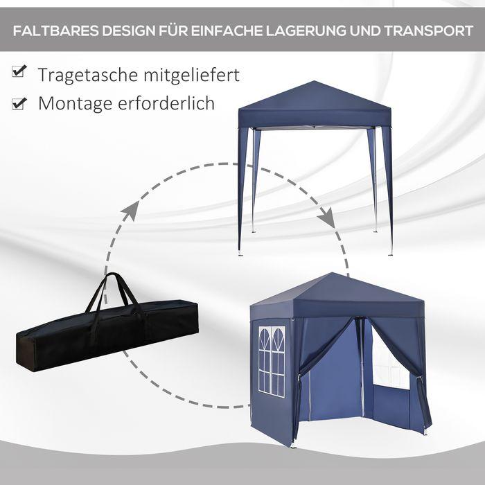 Produktbild Swisshandel24 Faltpavillon 2x2m 4 Seitenwände mit Fenster Tür mit Reissverschlus inkl. Heringe Abspannseile Metall (200 cm, 200 cm)