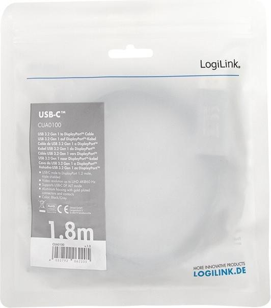 Produktbild LogiLink USB-/DisplayPort-Kabel (1.80 m, DisplayPort)
