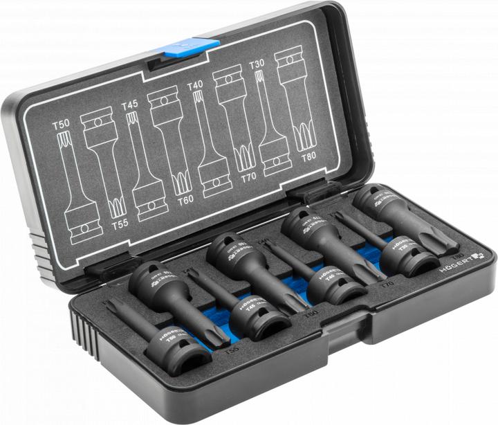 Produktbild Högert Druckluft-Schlagschrauber-Nuss Torx, 8 Stk., 1/2", CrMo