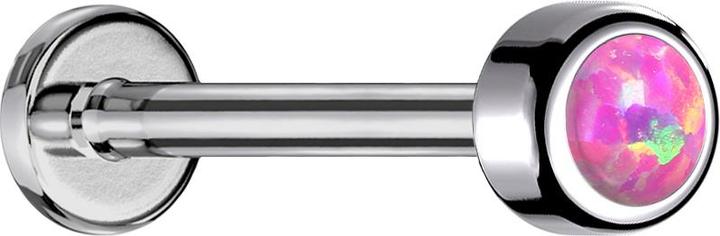 Immagine prodotto Star Piercing Micro Labret a filo interno cilindro argento con rosa opalino (Titanio G23, senza ottone)