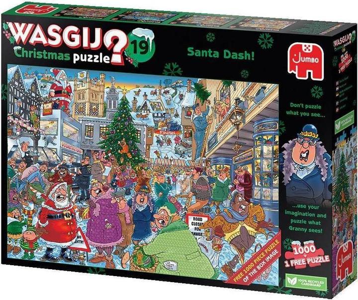 Productafbeelding Jumbo Kerstmis 19 - Santa Dash! 2x1000st (1 puzzel gratis) (1000 onderdelen)