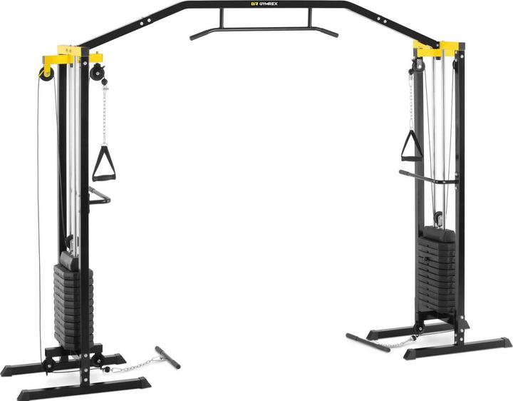 Produktbild Gymrex Kabelzug Kabelzugstation Seilzug Fitness Zugturm 150 kg 24 Gewichte 6,8 kg