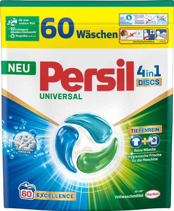 Persil Waschmittel Kapseln Universal Discs 60 WG, 1.5 kg (60 Cicli di lavaggio, Lavare i baccelli)