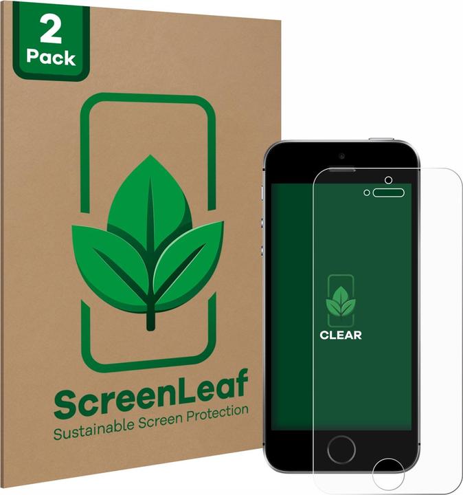Actual product image ScreenLeaf Protective film sustainable screen protector screen protector film clear transparent (2 Piece, Apple iPhone SE)