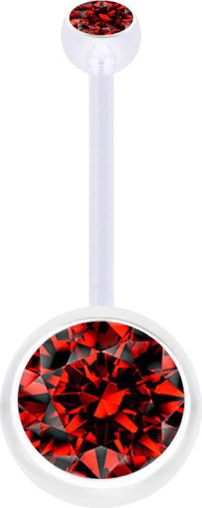 Actual product image Star Piercing Banana Pregnancy transparent with two balls crystal big red (Bioflex, without brass)