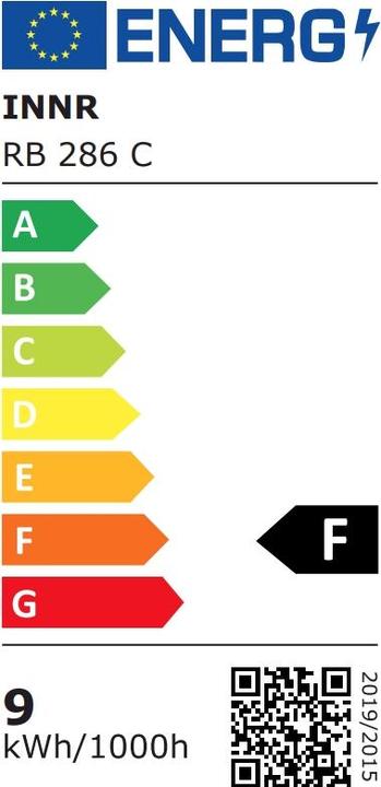 Energy Label Innr Smart Bulb RB 286 C RGBW comfort (zigbee 3.0) (E27, 9.50 W, 806 lm, 1 x, F)