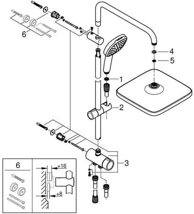 Actual product image Grohe Vitalio Comfort 250 Flex Duschsystem mit Umstellung, Reno-Set, Länge 920mm, wassersparend, chrom