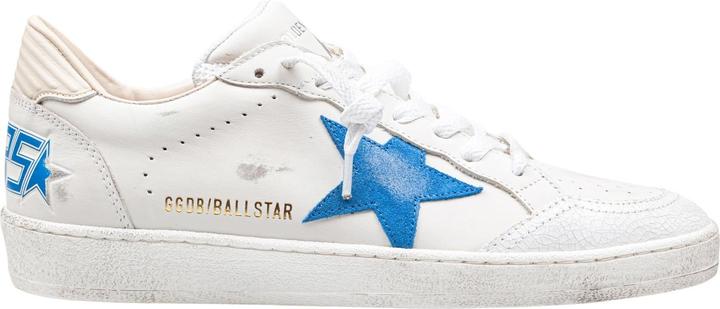 Produktbild Golden Goose ballstar sneakers in white leather with bluette star (42)