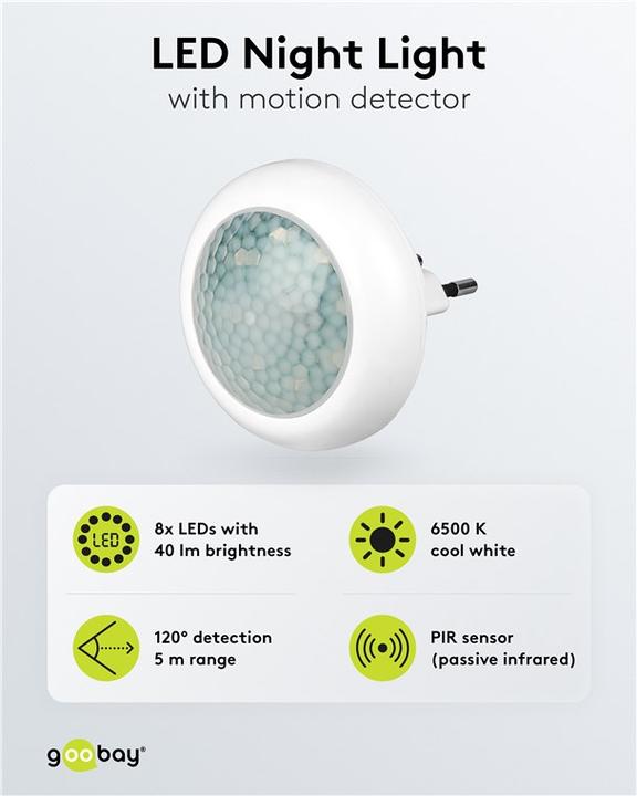 Actual product image Goobay LED night light with motion detector, compact