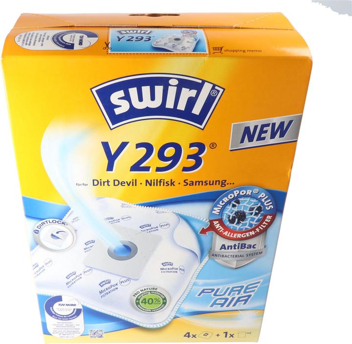 Swirl Vacuum Cleaner Bag Y293 MicroPor Plus for Dirt Devil, Nilfisk and Samsung Vacuum Cleaners (4 x)