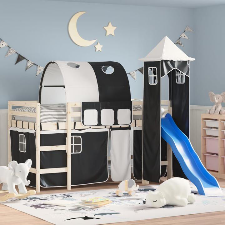Actual product image VidaXL Curtains for loft bed with tunnel and tower White and