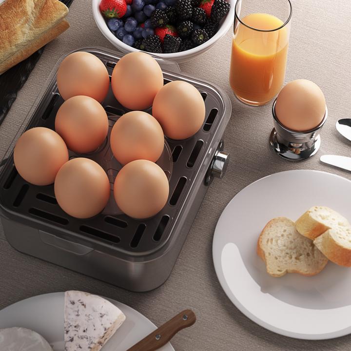 Image du produit Arendo Ensemble petit-déjeuner, grille-pain 4 tranches avec grille à brioches et cuiseur à oeufs pour 8