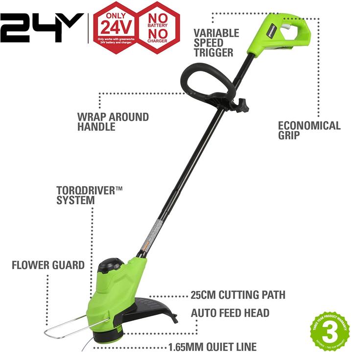 Actual product image Greenworks Cordless lawnmower G24LT25 (without battery and charger)