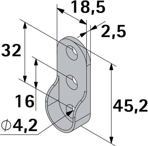 Produktbild Hettich Schrankrohr-Lager, für Rohrprofil oval 15 x 30 mm, verchomt (1 Stk.)