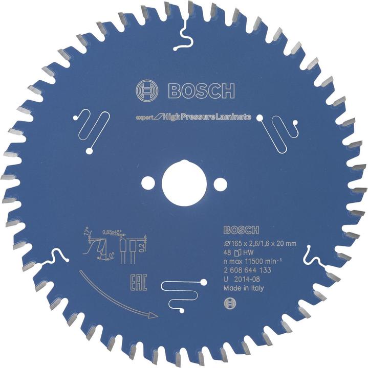 Actual product image Bosch Professional Zubehör Circular saw blade Expert for High Pressure Laminate, 165 x 20 x 2.6 mm, 48