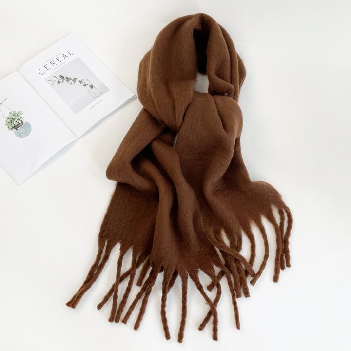 Only-Bags.Store Solide Farbe Plüsch Warm Chunky Schal Lange Einfache Grosse Verdickte Quaste Schal Winter Outdoor