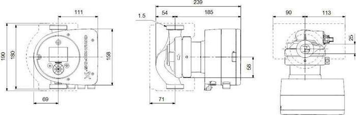 Actual product image Grundfos Electronically controlled circulation pump MAGNA3 25-80 180 mm 1 1/2" 97924625