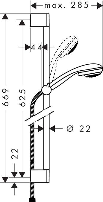 Actual product image hansgrohe HG Shower set CROMETTA 85 MULTI Shower rail Unica'Crometta 650mm chrome