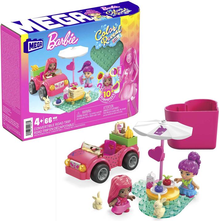 Actual product image Mega Construx Barbie Color Reveal Convertible Road Trip