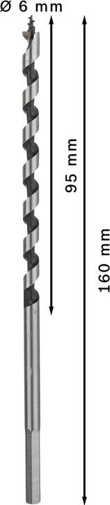 Produktbild Bosch Professional Zubehör PRO Wood Holzschlangenbohrer, 6 x 95 x160 mm (4.8 mm)