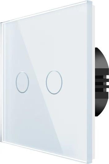 Spring Two Gang, One Way Touch Switch, Glass White