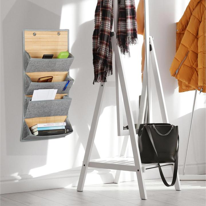 Image du produit Relaxdays Organiseur suspendu en bambou avec motif de jute (34 x 12 x 75 cm, 10.94 l)