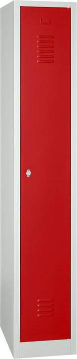 Produktbild Gürkan Spind lichtgrau, feuerrot 104918, 1 Schliessfach 40,0 x 50,0 x 180,0 cm