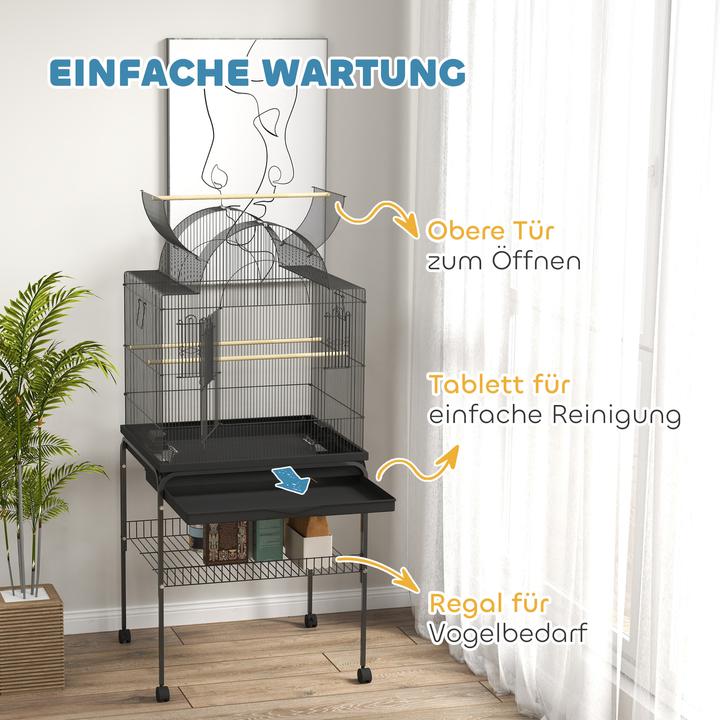 Produktbild PawHut Vogelkäfig Stahl, Kunststoff Schwarz