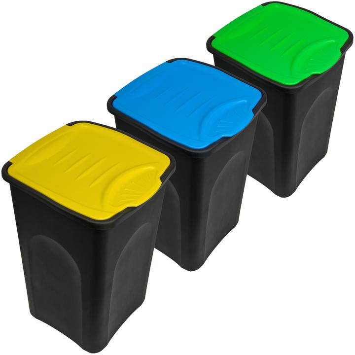Immagine prodotto Deuba 3 contenitori per rifiuti con coperchio con cernier (50 l)