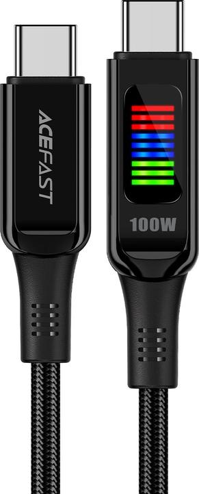 Actual product image Acefast C7-03 USB-C USB-C 100W 1.2m cable with display - black (1.20 m, USB 3.0, 100 W)