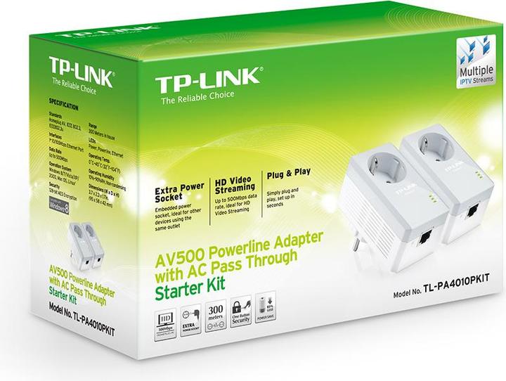 Actual product image TP-Link Powerline Nano Ethernet Adapter 500Mbps TL-PA4010PKIT (500 Mbit/s)