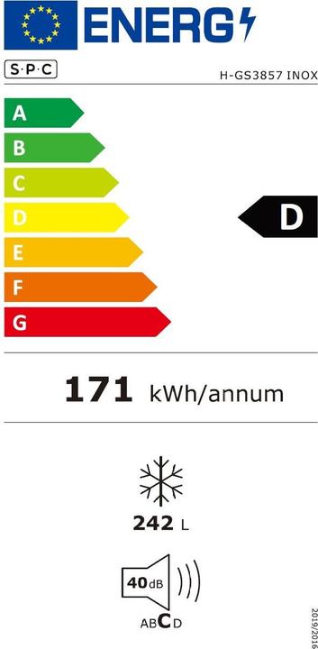 Etichetta energetica SPC H-GS3857 INOX (Struttura autonoma, 242 l)