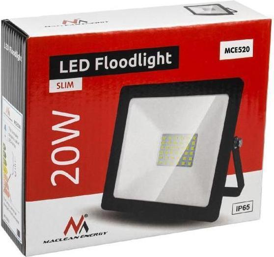 Image du produit Maclean Projecteur LED extérieur 20W 1600lm 3000K (Noir) (1600 lm, IP65)