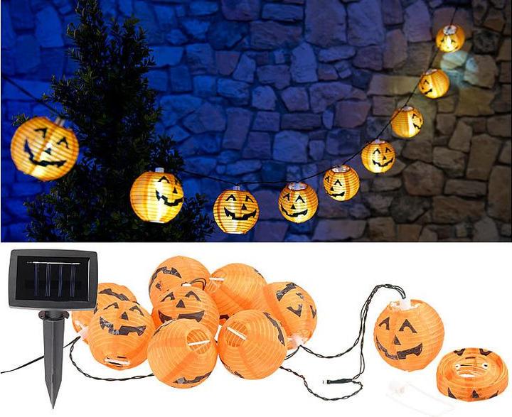 Actual product image Lunartec Set of 2 solar fairy lights in Halloween pumpkin look (1.60 m)