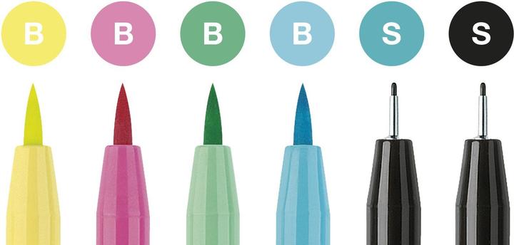 Produktbild Faber-Castell Pitt ArtistPen Handlettering (Gelb, Grün, Blau, Pink, Schwarz, Türkis, 6 x)