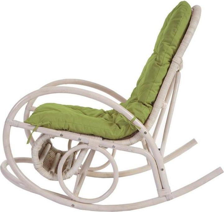 Immagine prodotto Mendler Sedia a dondolo, Poltrona in rattan, bianco - cuscino verde