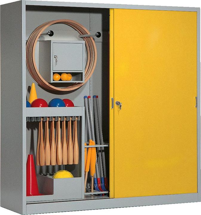 C+P Sportgeräteschrank (HxBxT: 195x190x60 cm, mit Vollblech-Schiebetüren, Typ 5)