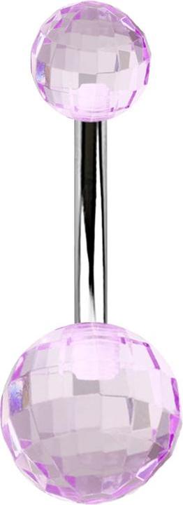 Produktbild Star Piercing Banane silber mit zwei Discokugeln violett (ohne Messing, Chirurgenstahl 316L, Acryl)
