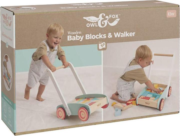 Produktbild Owl & Fox Holz Lauflernwagen mit Bausteinen FSC