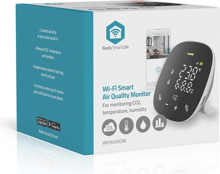 Image du produit Nedis SmartLife Luftqualitätsmonitor Wi-Fi | inkl. Display | Kohlendioxid (CO2) / Luftfeuchtigkeit /