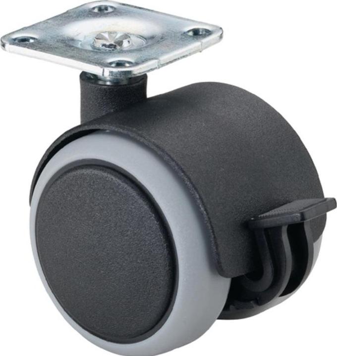 Actual product image BS Rollen Plastic double castor with brake Wheel Ø 50 mm Load capacity 50 kg with screw-on plate with fix...
