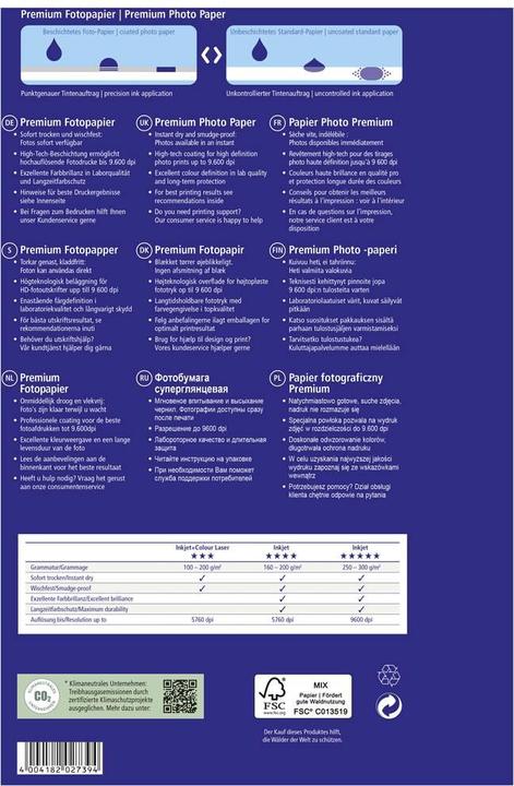 Nutritional values and ingredients Avery BIG PACK Inkjet Photo Paper, 40 Blatt (250 g/m², A4, 40 x)