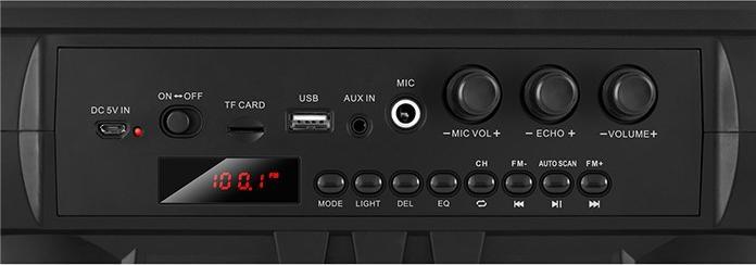 Immagine prodotto Sven PS-485, juodas, potenza di uscita 2x14W (RMS), Bluetooth, FM, USB, Micro SD, display a LED, litio ba (Batteria ricaricabile, Porta USB)