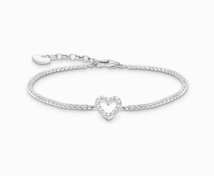 Produktbild Thomas Sabo Tennisarmband Herz mit weissen Steinen Silber (19 cm, Recyceltes 925 Silber)