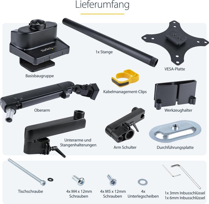 Produktbild StarTech ARMPIVOT2USB3 Monitorhalterung (Gelenkarm, 34-Zoll-VESA-Monitor, Premium 2x USB (Tisch, 34")